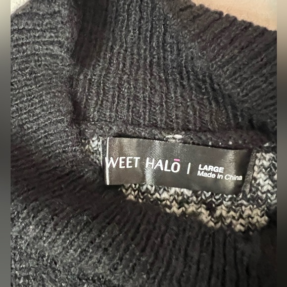 NWOT Sweet Halo Black/White Plaid Short Sweater Dress - Picture 4 of 5